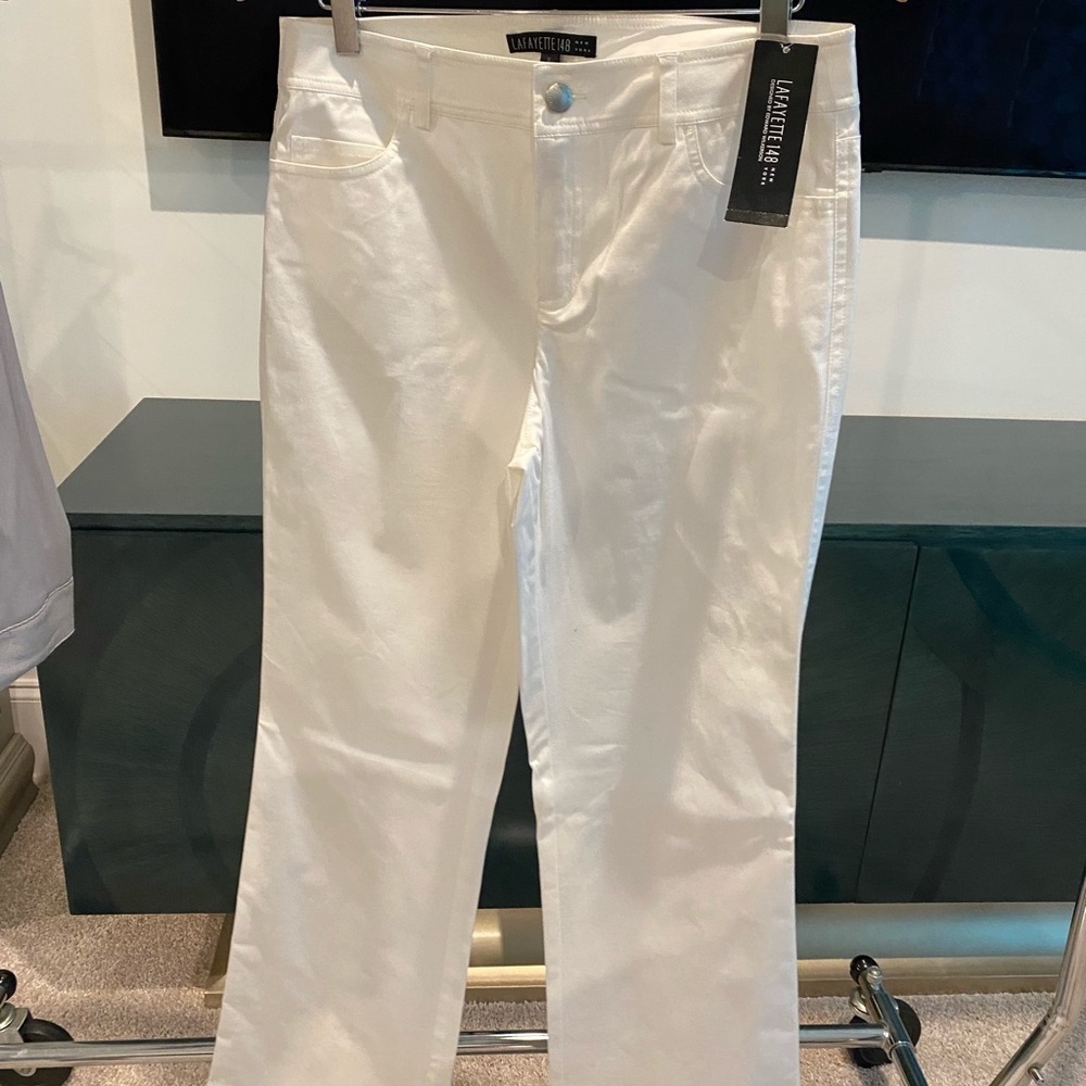 Lafayette 148 NY White Cotton Pants